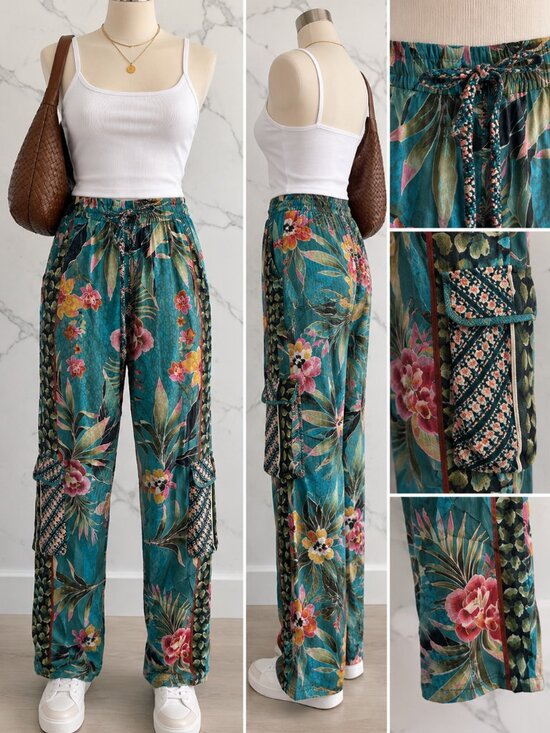 Johnny Was Pants - Johnny Was Tropical Botanical Cargo Pants – XS – NWT
